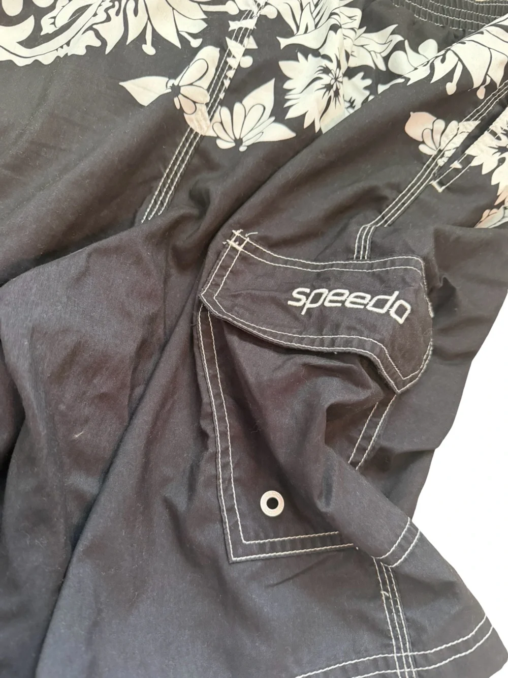 Speedo Floral Swim Trunks Black White XXL